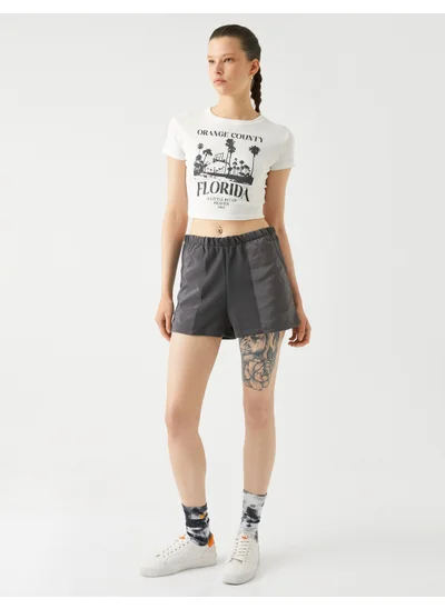 KOTON Mini Shorts with Elastic Waist and Pocket Detail