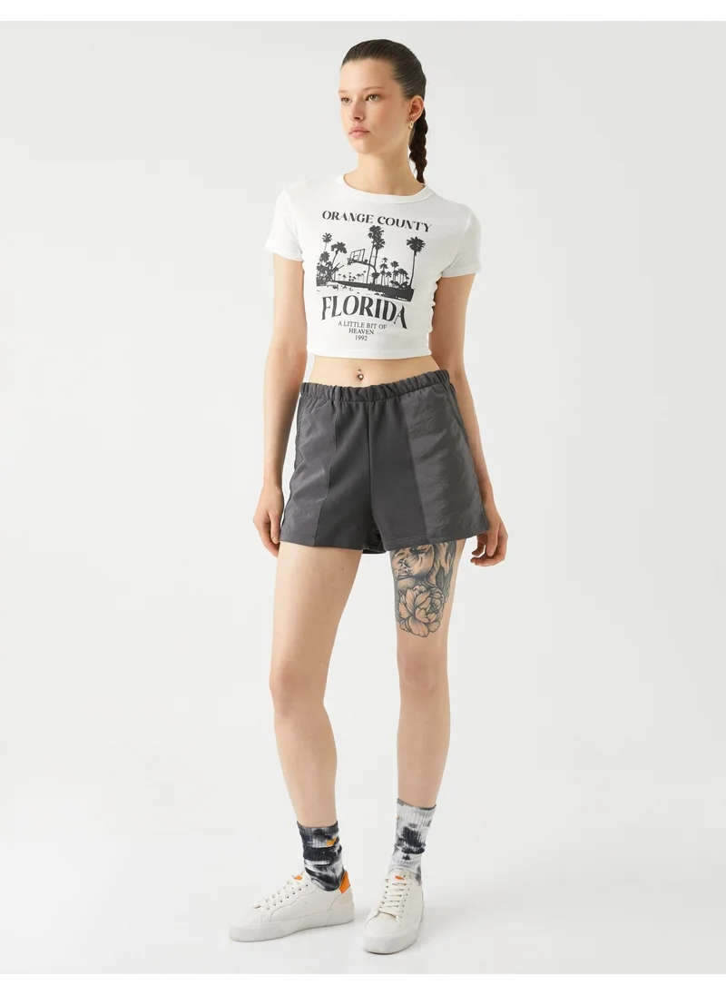 كوتون Mini Shorts with Elastic Waist and Pocket Detail