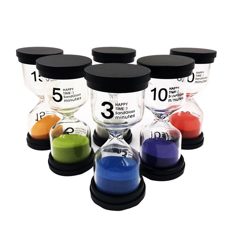 2pcs Set 1/3/5/10/15/30 Minutes Sand Clock Decoration Timer with Black Lid for Timekeeping - Image 2