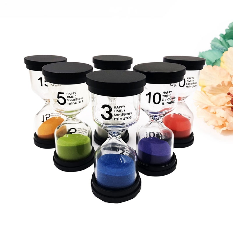 2pcs Set 1/3/5/10/15/30 Minutes Sand Clock Decoration Timer with Black Lid for Timekeeping - Image 1