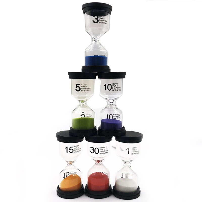 2pcs Set 1/3/5/10/15/30 Minutes Sand Clock Decoration Timer with Black Lid for Timekeeping - Image 5