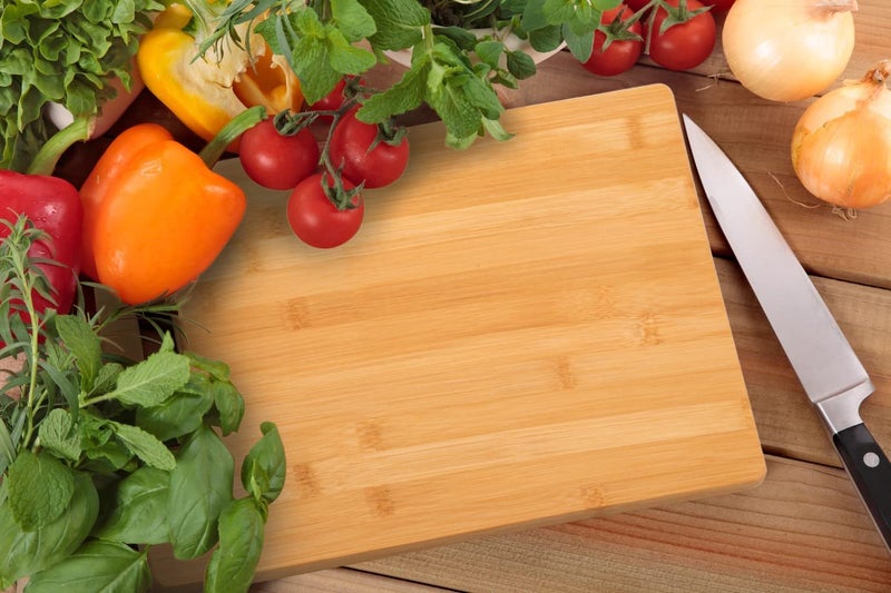 FOMQUAZLI Wooden Bamboo Chopping Cutting Board with Steel Handle Fruits, Vegetables, Fish, Chicken & Meat Cutting Pad for Kitchen Non-Slip Antibacterial Chopping Board (30 * 20CM) - Image 2