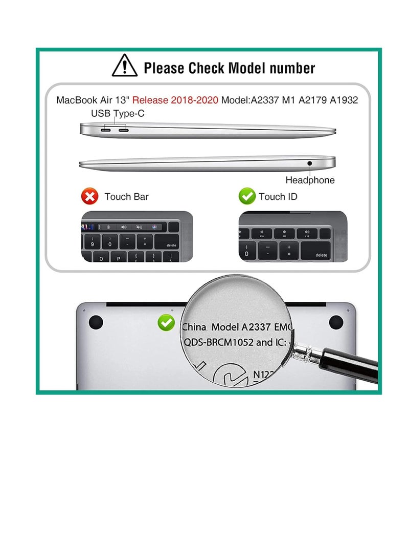 Zexen Case Compatible for MacBook Air 13.3 inch 2021 2020 2019 2018 Release,M1 A2337 A2179 A1932 with Retina Display Touch ID,Air 13 Laptop Plastic Hard Shell Cover, Black  - Image 2