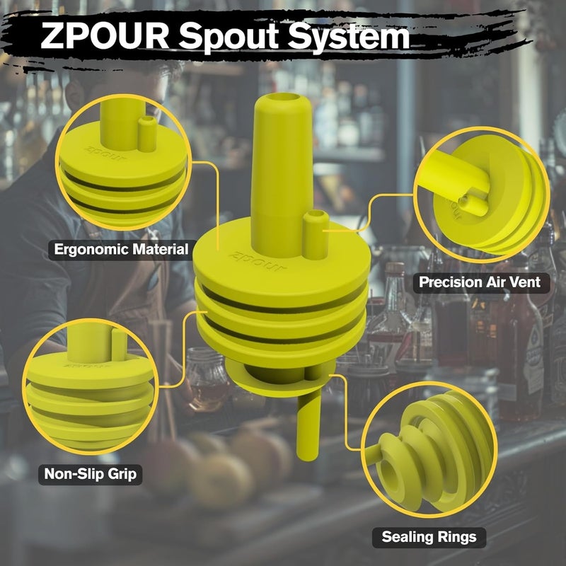 zPour Yellow Premium Quality Liquor Pour Spout Pack 12 Silicone For Bartenders Bars Home Kitchen Juice Oil Alcohol Dispenser Leakproof Reusable Cap Easy Clean Bright Color Pourer Bottle Control Tool - Image 3