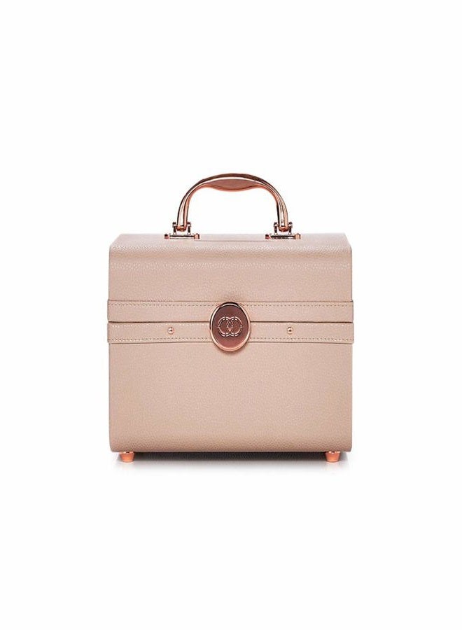 Caboodles حقيبة قطار صغيرة للحياة والأناقة، منظم مستحضرات التجميل، حقيبة قطار صغيرة، كريمي أبيض - Image 1