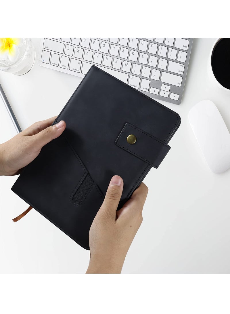 SYOSI Notebook, Black A5 Lined Leather Journal Personalized Hardcover Set with Pen and Gift Box, 200Pages 100gsm Thick Ruled Paper Daily Diary for School Travel Business Work Home Writing - Image 4