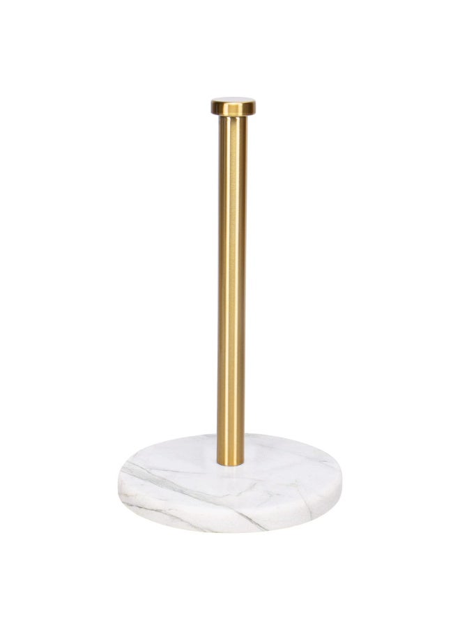 NXT Standing Paper Towel Holder, Kitchen Paper Towel Roll Holder- for Bathroom Kitchen Countertop, Standard or Jumbo-Sized Roll Holder (with Marble Base, Brushed Gold) - Image 1