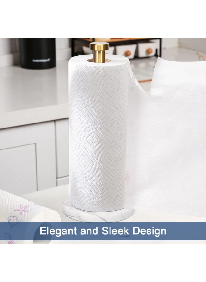 NXT Standing Paper Towel Holder, Kitchen Paper Towel Roll Holder- for Bathroom Kitchen Countertop, Standard or Jumbo-Sized Roll Holder (with Marble Base, Brushed Gold) - Image 3