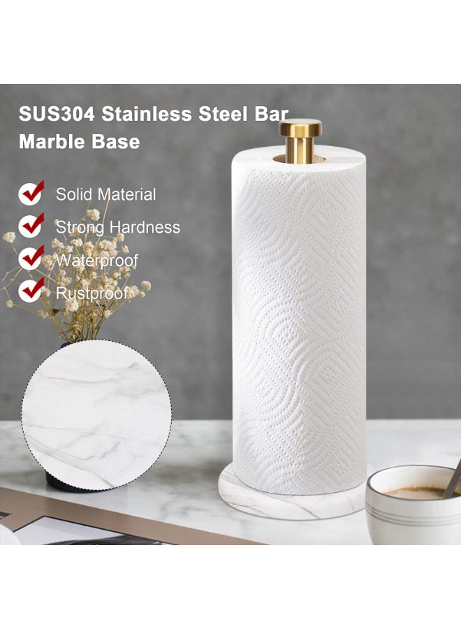 NXT Standing Paper Towel Holder, Kitchen Paper Towel Roll Holder- for Bathroom Kitchen Countertop, Standard or Jumbo-Sized Roll Holder (with Marble Base, Brushed Gold) - Image 4