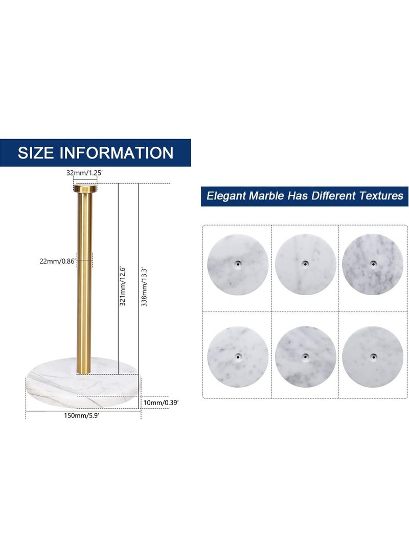 NXT Standing Paper Towel Holder, Kitchen Paper Towel Roll Holder- for Bathroom Kitchen Countertop, Standard or Jumbo-Sized Roll Holder (with Marble Base, Brushed Gold) - Image 2