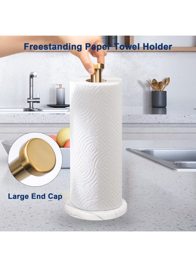 NXT Standing Paper Towel Holder, Kitchen Paper Towel Roll Holder- for Bathroom Kitchen Countertop, Standard or Jumbo-Sized Roll Holder (with Marble Base, Brushed Gold) - Image 5