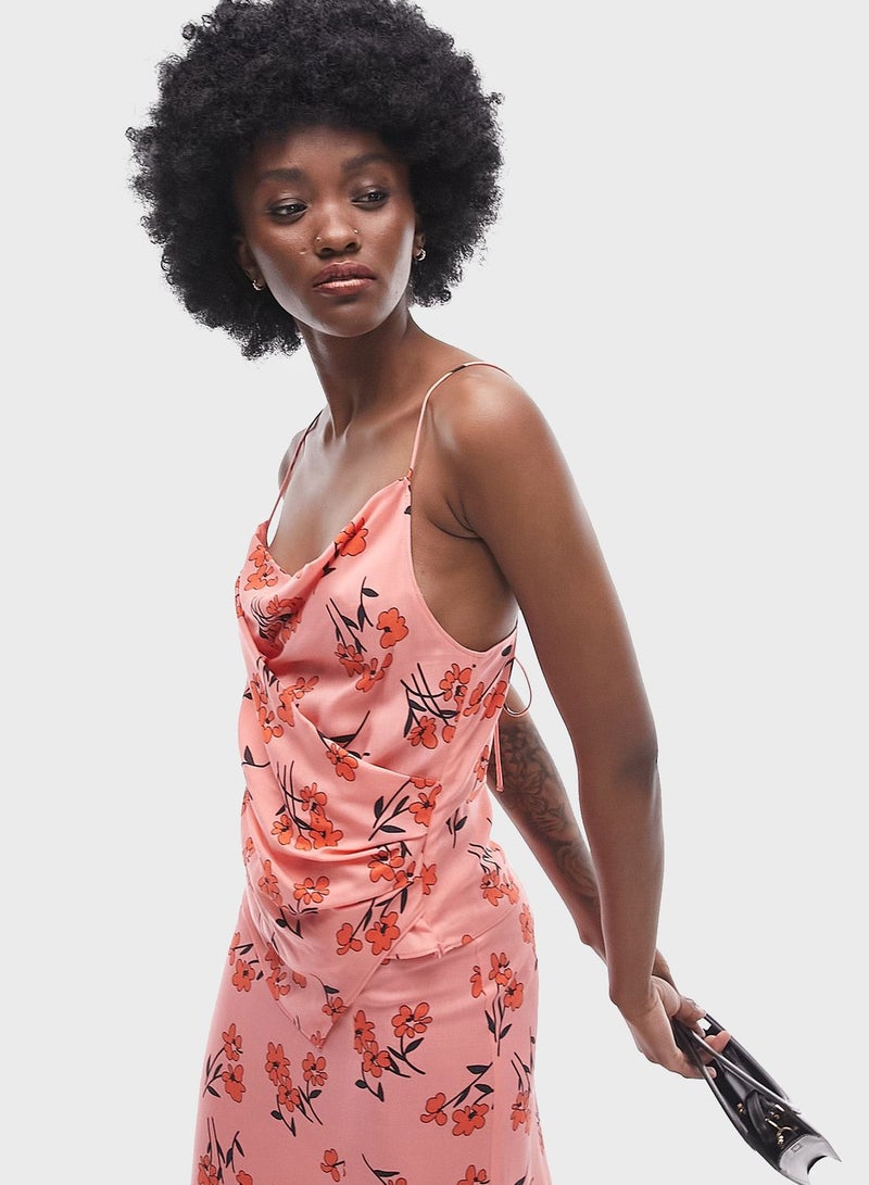 Topshop Tall Cowl Neck Floral Cami Top - Image 3