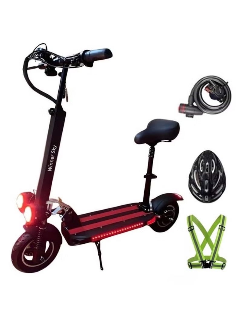 وينر سكاي سكوتر كهربائي E10 - محرك 1000 واط، مدى 50 كم، قابل للطي مع جهاز تحكم عن بعد مضاد للسرقة (أحمر) - Image 1