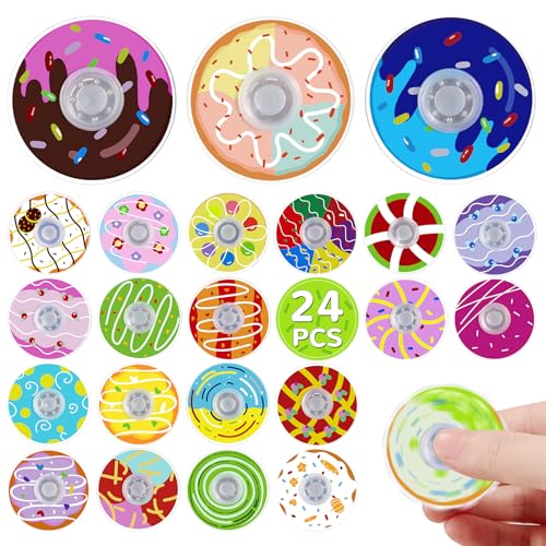 SCIONE 24Pack Mini Fidget Spinner Toysfor Kids Adults Birthday Party FavorsReturn GiftsGoodie Bags StuffersTreasure Box Toy Classroom PrizesSensory Toys for Boys Girls Stress Relief Donut - Image 1