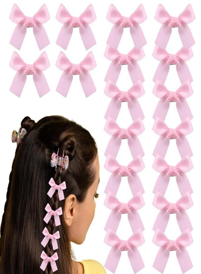 Shivashay 12 Pcs Mini Bow Hair Clips Satin Mini Bow Clips Small Bowknot Barrettes Hair Ribbon Alligator Clips Hair Bows for Girls Baby Women(Pink) - Image 1