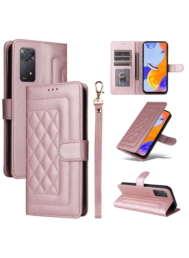 The Bros Case For Xiaomi Redmi Note 11 Pro Global Diamond Lattice Leather Flip Phone Case