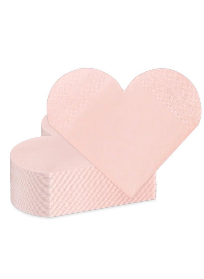 DYLIVeS Valentine's Day Party Supplies, Disposable Love Napkins Heart Shaped Napkins for Valentine's Day Engagements Wedding Anniversaries Bridal Showers Birthday Decorations, 3 Ply / 50 Count/Blush - Image 1