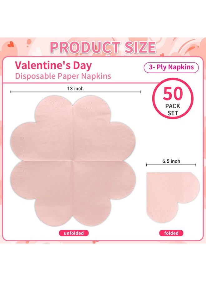 DYLIVeS Valentine's Day Party Supplies, Disposable Love Napkins Heart Shaped Napkins for Valentine's Day Engagements Wedding Anniversaries Bridal Showers Birthday Decorations, 3 Ply / 50 Count/Blush - Image 2