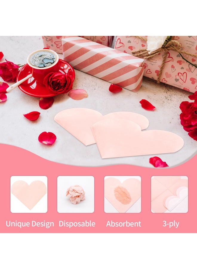 DYLIVeS Valentine's Day Party Supplies, Disposable Love Napkins Heart Shaped Napkins for Valentine's Day Engagements Wedding Anniversaries Bridal Showers Birthday Decorations, 3 Ply / 50 Count/Blush - Image 4