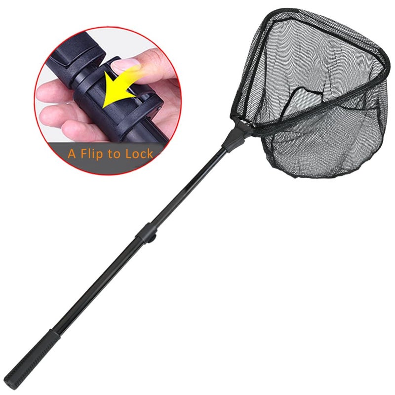 RESTCLOUD Fishing Landing Net with Telescoping Pole Handle Extends to 63 inches, Carbon Fiber Handle Extended from 23.6 inches to 47 inches - Image 2