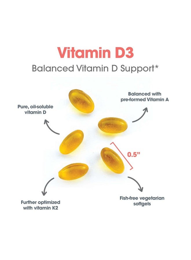 Allergy Research Group Vitamin D3 Complete - Vitamin D3 and K2 Supplement, Daily Balance, with Vitamin A, DeltaGold Tocotrienols, High Potency, Veggie Softgels - 120 Count - Image 5