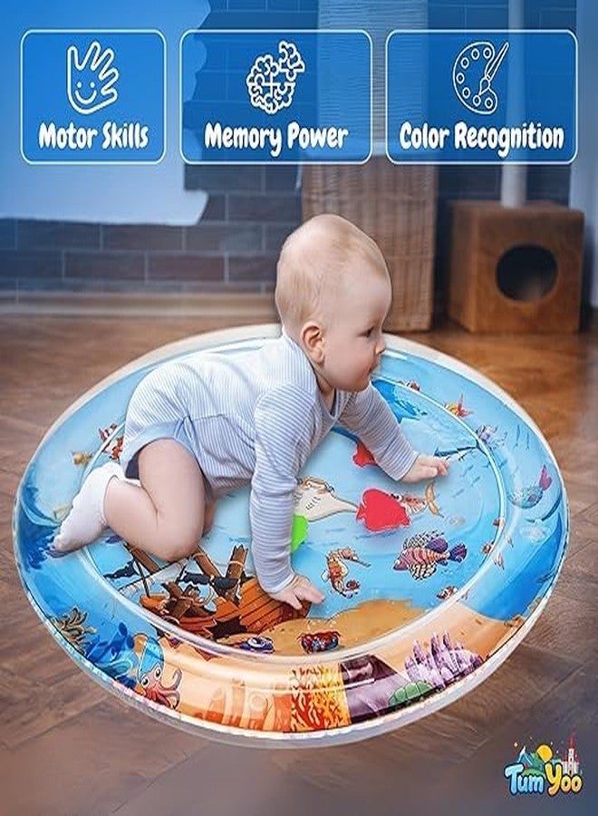 DEEMPU Baby Kids Circle Water Play Mat Toys Inflatable Tummy Time Leakproof Water Play Mat, Fun Activity Play Center Indoor and Outdoor Water Play Mat for Baby, (Pack of 1), (Round) - Image 4