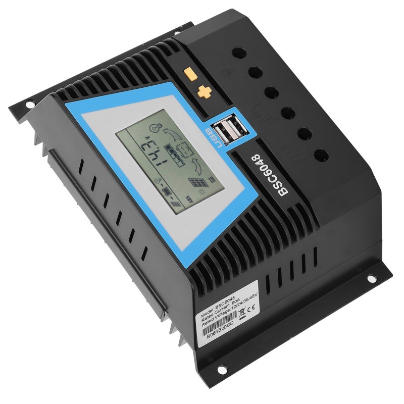 60A Solar Controller 12V 24V 36V 48V Multi-Battery Compatible - Intelligent Automatic Voltage Identification - Portable Engineering Plastic Design for Home Solar Systems - Image 2