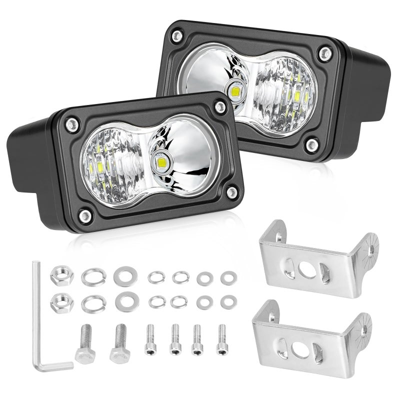 أضواء LED من AKD بقطر 3 إنش 40 واط مجموعة أضواء قيادة LED كري  مصابيح ضباب LED صغيرة مصابيح ديتش أضواء احتياطية 2 عبوة للشاحنات والدراجات النارية وUTV وATV وSUV والدراجات الترابية والجيب باللون الأبيض