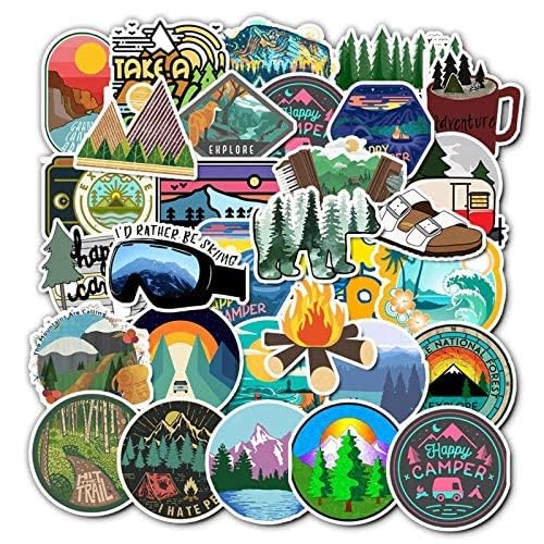 iDream Camping Landscape Outdoor Winter Adventure Climbing Travel Waterproof Vinyl DIY Sticker Set of 50 3 to 5 cm Durable Ideal for Laptops Gear and More - Image 3