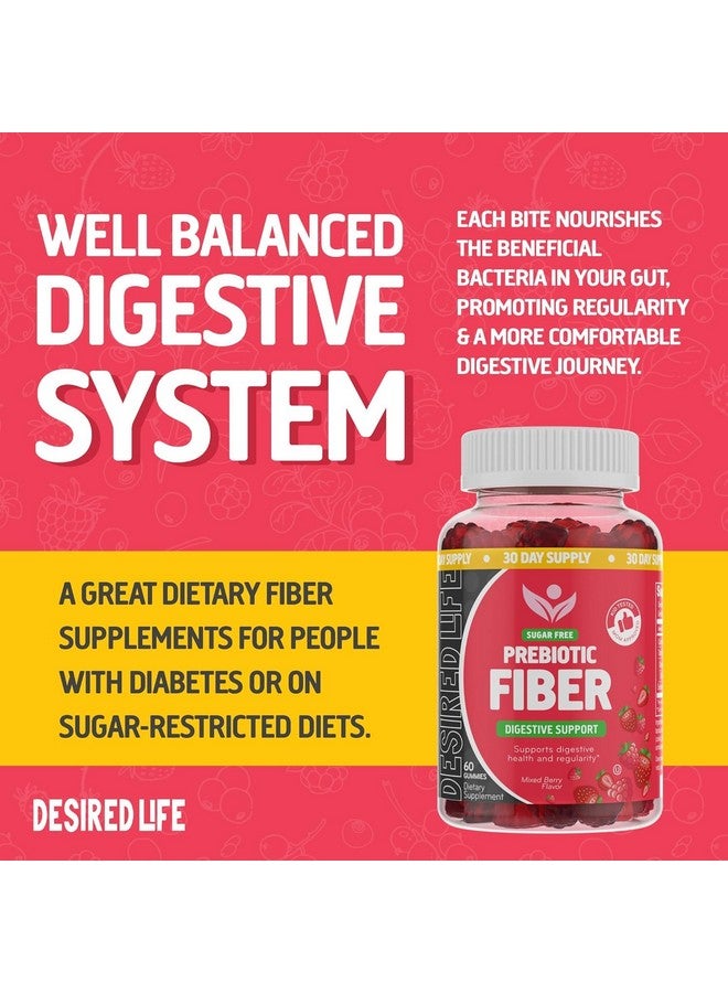 Desired Life Prebiotic Fiber Gummies for Adults and Kids - 4g Sugar Free Natural Berry Flavored Gummies - Supports Digestive Health and Metabolism. (60 Count/Pack of 2) - Image 3