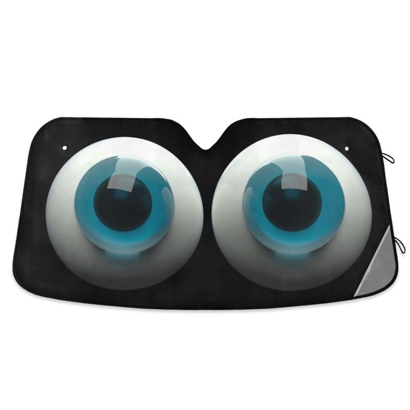 Oarencol Cute Cartoon Blue Eyes Car Windshield Sun Shade Foldable UV Ray Sun Visor Protector Sunshade to Keep Your Vehicle Cool 57 x 315
