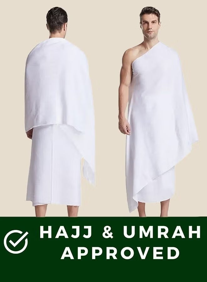 MOSH Ihram Towel with Belt Bag – 2-Piece Islamic Men's Towel Set – Soft Ahram/Ehram Towel – Absorbent Ritual Towels – Hygienic Pilgrimage Towels – Comfortable Hajj & Umrah Essentials – White - Image 2