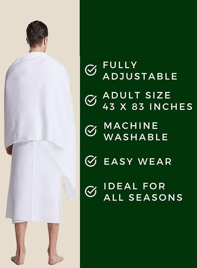 MOSH Ihram Towel with Belt Bag – 2-Piece Islamic Men's Towel Set – Soft Ahram/Ehram Towel – Absorbent Ritual Towels – Hygienic Pilgrimage Towels – Comfortable Hajj & Umrah Essentials – White - Image 4