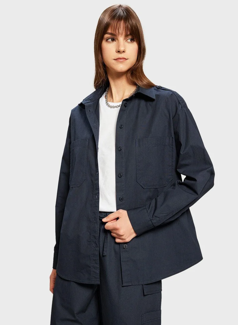 DeFacto Relax Fit Poplin Long Sleeve Tunic