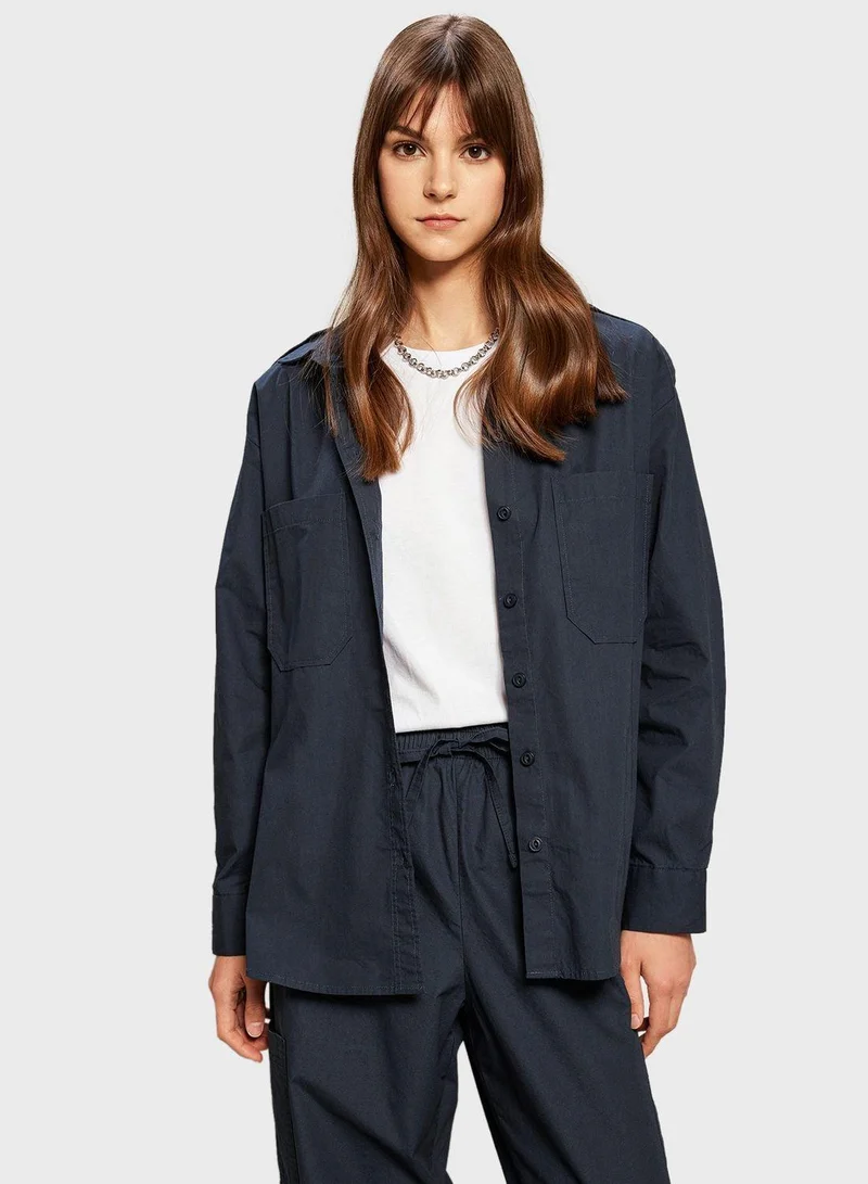 DeFacto Relax Fit Poplin Long Sleeve Tunic