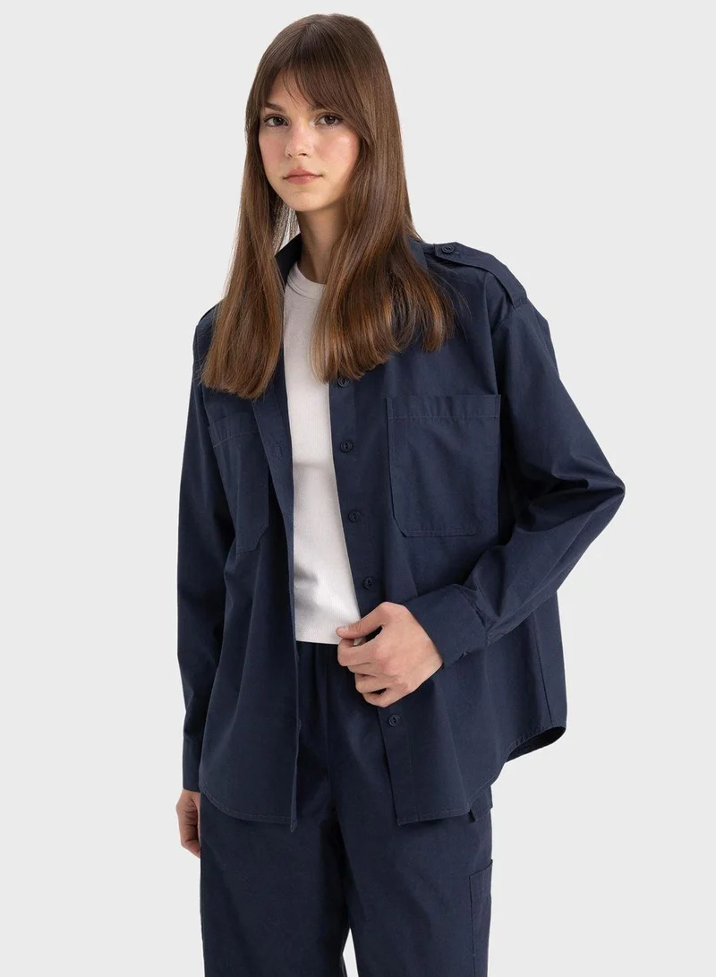 DeFacto  Relax Fit Poplin Long Sleeve Tunic  | Best Price UAE