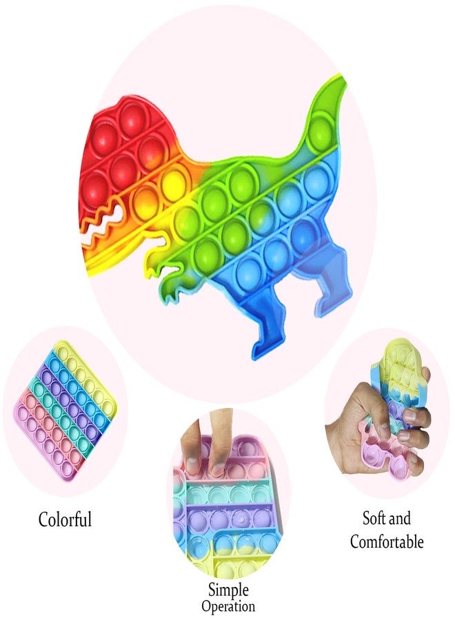 MANVI Fidget Toy for Kids, Small Pop it for Kids, Stress Relief for Adults, Different Shape Popper for Kids- Multi Color (Rainbow Dinosaur, Square and Android) - Image 5