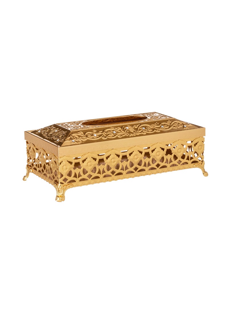 Almarhomy - Metal tissue box and basket set with gold decor for an elegant and modern home - Image 1