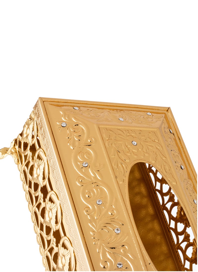 Almarhomy - Metal tissue box and basket set with gold decor for an elegant and modern home - Image 1