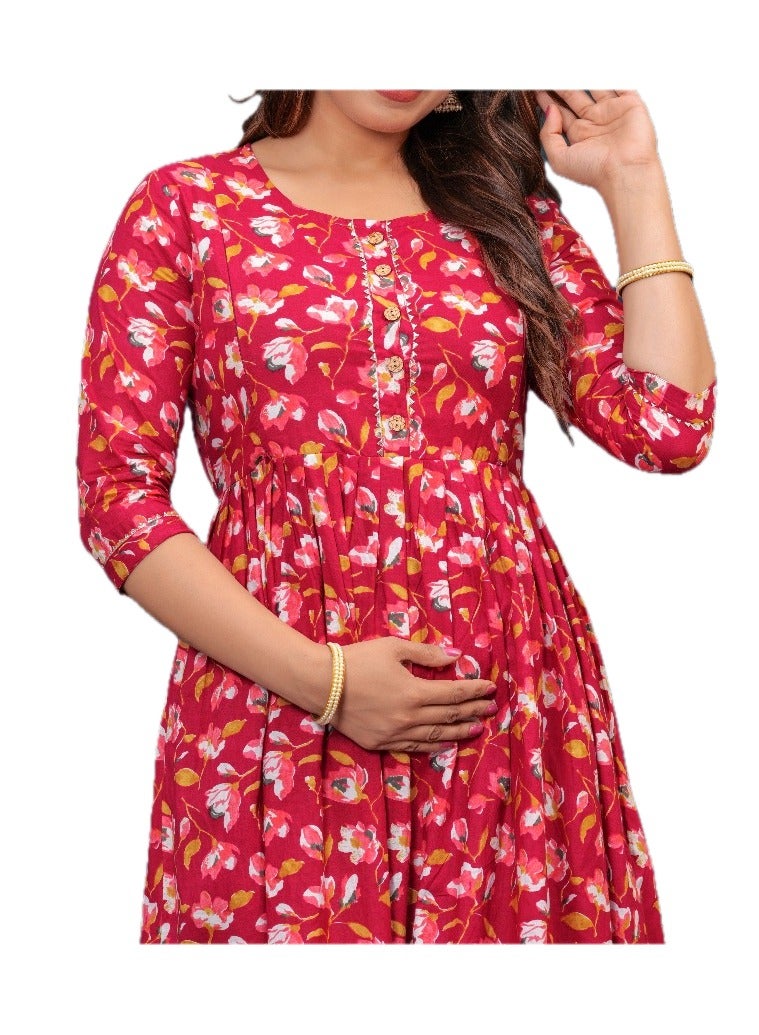 Zebees Cotton Maternity & Feeding Dress, Comfortable Fit, Concealed Zips  - Image 4
