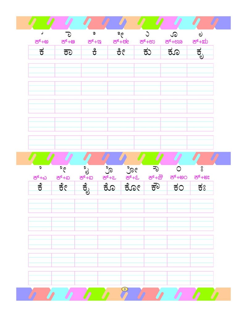 كتب ممارسة الكتابة باللغة الكانادا للأطفال في مرحلة رياض الأطفال (عبوة من 2) | كتب ممارسة الكتابة باللغة الكانادا وفن الكتابة للأطفال من عمر 3 سنوات وما فوق - Image 3