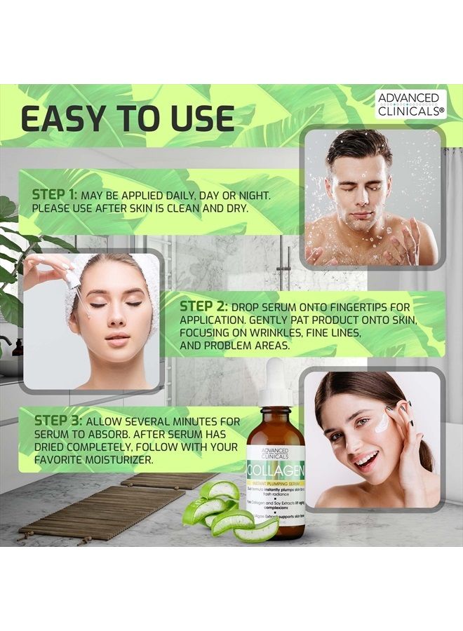 Advanced Clinicals سيروم الكولاجين الفوري لملء الخطوط الدقيقة والتجاعيد. 1.75 أونصة سائلة. - Image 5