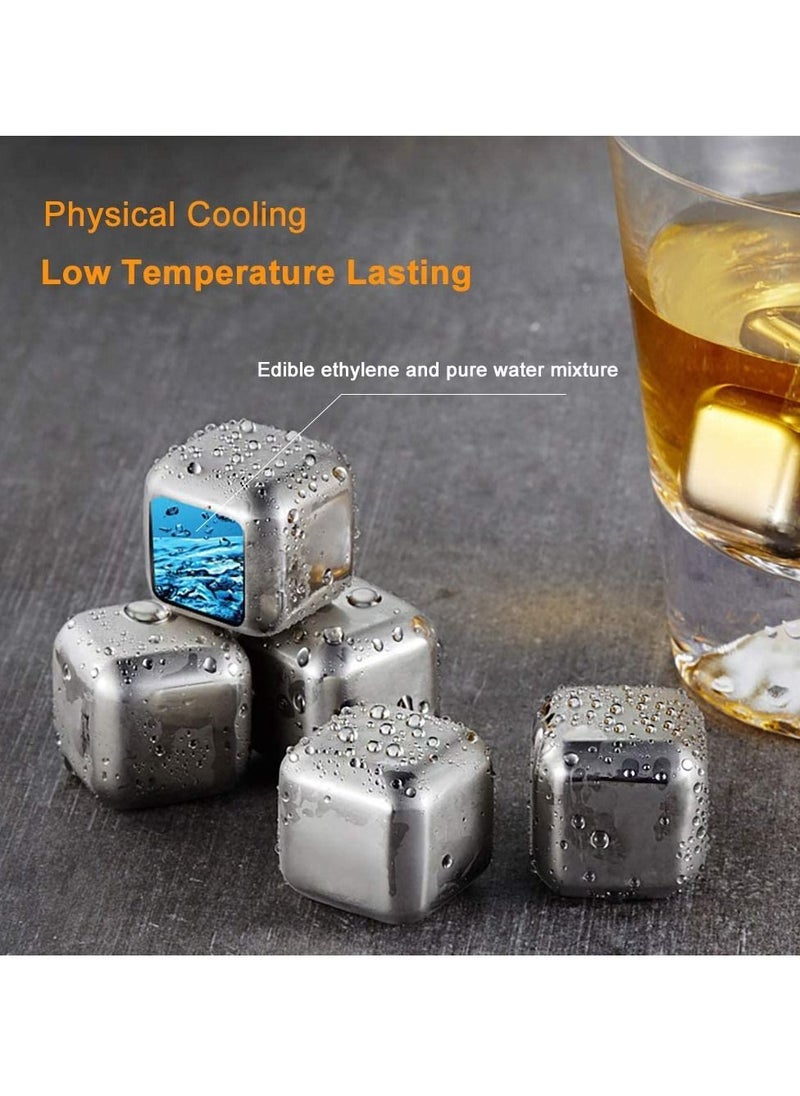 PRIME - Reusable Stainless Steel Ice Cube, Set of 8 Pieces Ice Cubes Together With Silicone Head Tongs and Ice Cube Trays, Ideal Gift Box for Men and Woman - Image 1
