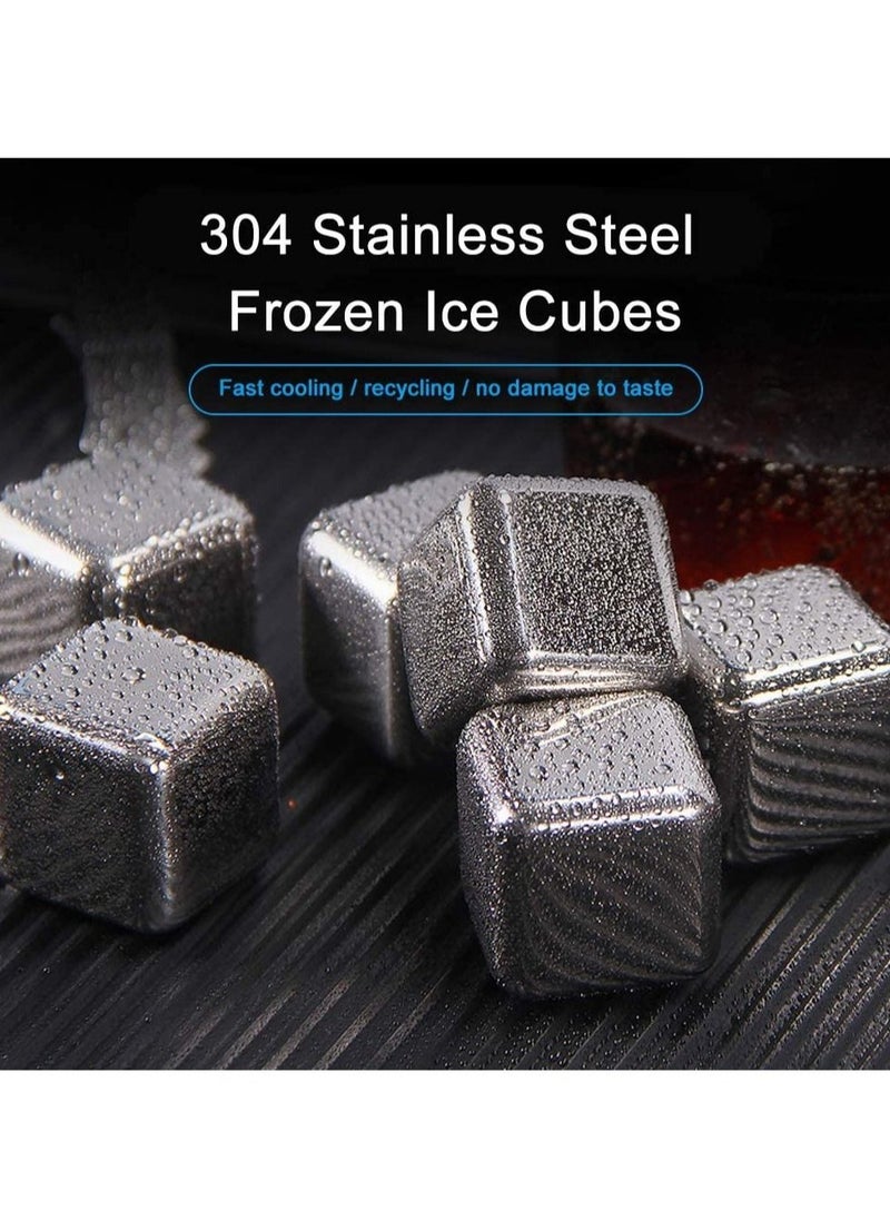 PRIME - Reusable Stainless Steel Ice Cube, Set of 8 Pieces Ice Cubes Together With Silicone Head Tongs and Ice Cube Trays, Ideal Gift Box for Men and Woman - Image 1