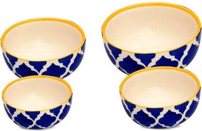 Caffeine Ceramic Handmade Blue umrao Serving Bowl Set of 4 - Image 2