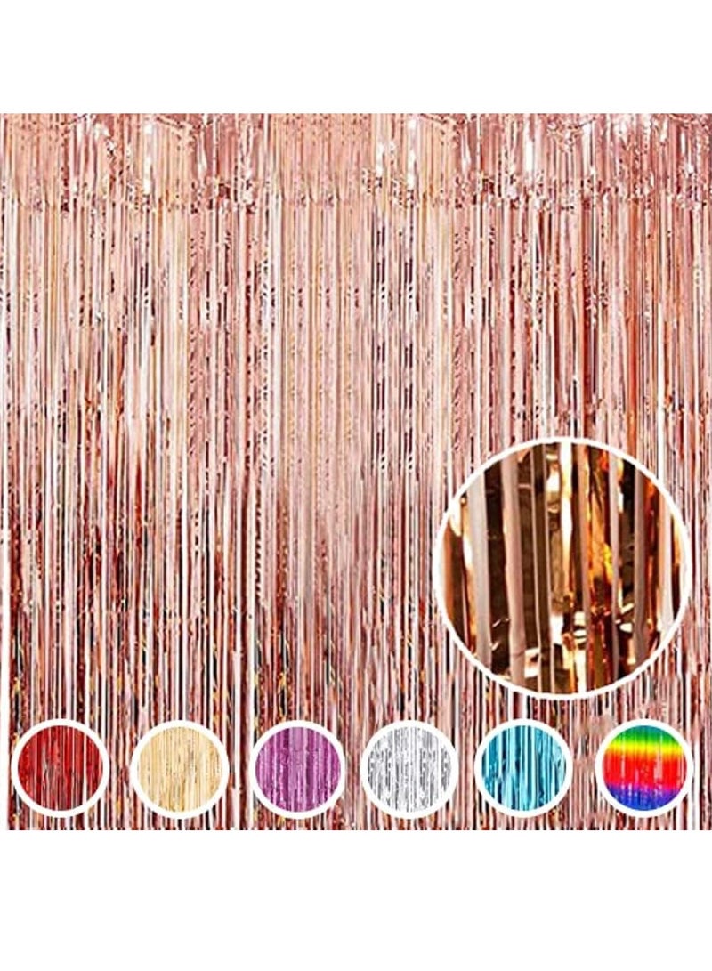 مارك ستارة بشراشيب من رقائق الذهب الوردي | 1 × 2 متر خلفية حفلات من الزينة المعدنية للهالوين، وحفلات استقبال المولود الجديد، وحفلات الزفاف، والعيد، والتخرج، وديكورات حفلات أعياد الميلاد [عبوة من قطعة واحدة] - Image 1