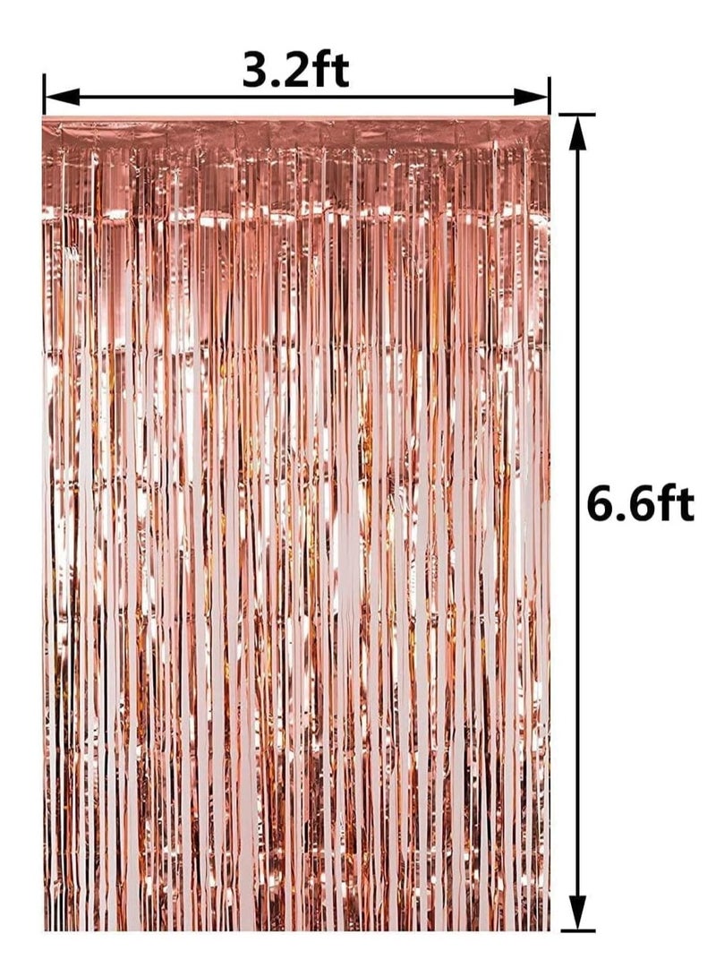 مارك ستارة بشراشيب من رقائق الذهب الوردي | 1 × 2 متر خلفية حفلات من الزينة المعدنية للهالوين، وحفلات استقبال المولود الجديد، وحفلات الزفاف، والعيد، والتخرج، وديكورات حفلات أعياد الميلاد [عبوة من قطعة واحدة] - Image 2