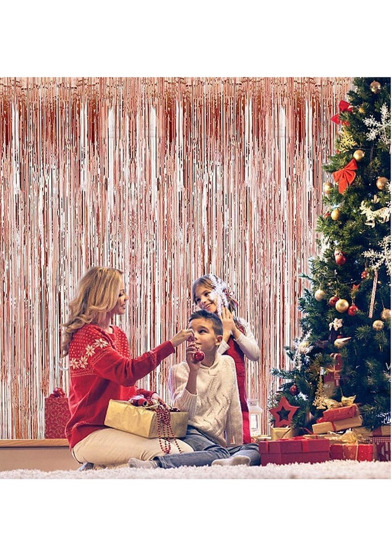 مارك ستارة بشراشيب من رقائق الذهب الوردي | 1 × 2 متر خلفية حفلات من الزينة المعدنية للهالوين، وحفلات استقبال المولود الجديد، وحفلات الزفاف، والعيد، والتخرج، وديكورات حفلات أعياد الميلاد [عبوة من قطعة واحدة] - Image 3