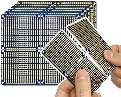 ElectroCookie PCB Prototype Board, Snappable Strip Board with Power Rails for Electronics Projects Compatible for DIY Arduino Soldering Projects, Gold-Plated, 3.8"x3.5" (6 Pack, 3Blue+3Black) - Image 1