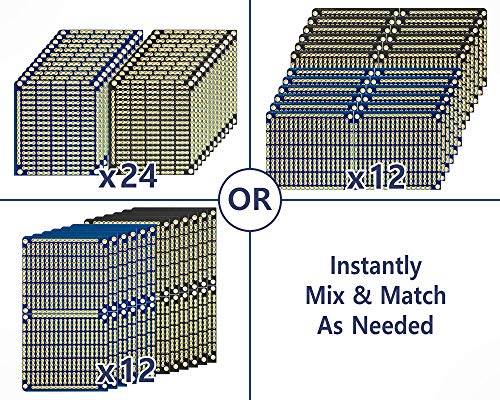 ElectroCookie PCB Prototype Board, Snappable Strip Board with Power Rails for Electronics Projects Compatible for DIY Arduino Soldering Projects, Gold-Plated, 3.8"x3.5" (6 Pack, 3Blue+3Black) - Image 3